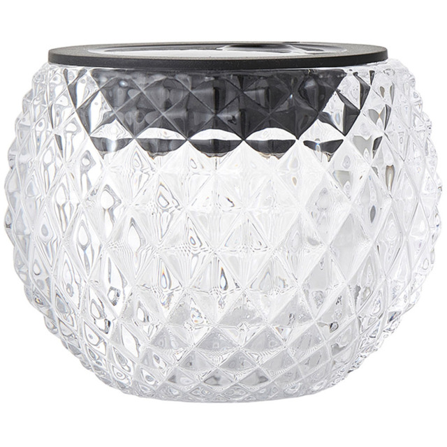 ValueLights Black Diamond Pattern Glass Solar Powered Outdoor Table Lamp - Size: 9 x 12 x 12cm - Wilko - image 1