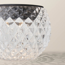 ValueLights Black Diamond Pattern Glass Solar Powered Outdoor Table Lamp - Size: 9 x 12 x 12cm - Wilko - thumbnail 4