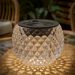 ValueLights Black Diamond Pattern Glass Solar Powered Outdoor Table Lamp - Size: 9 x 12 x 12cm - Wilko - thumbnail 7