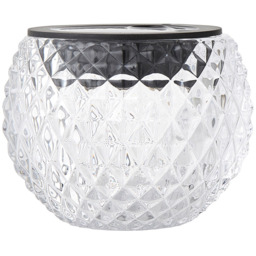 ValueLights Black Diamond Pattern Glass Solar Powered Outdoor Table Lamp - Size: 9 x 12 x 12cm - Wilko