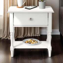Seconique Stratford Single Drawer White Side Table - Size: 52 x 50 x 40cm - Wilko