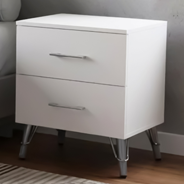 FWStyle Maldon 2 Drawer White Bedside Table - Size: 54 x 45 x 41.5cm - Matt White - Wilko - image 1