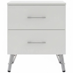 FWStyle Maldon 2 Drawer White Bedside Table - Size: 54 x 45 x 41.5cm - Matt White - Wilko - thumbnail 3
