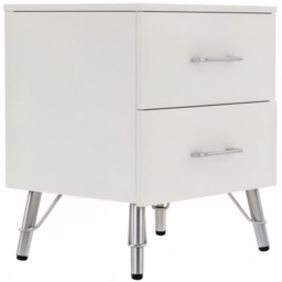 FWStyle Maldon 2 Drawer White Bedside Table - Size: 54 x 45 x 41.5cm - Matt White - Wilko - thumbnail 4