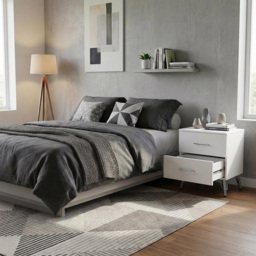 FWStyle Maldon 2 Drawer White Bedside Table - Size: 54 x 45 x 41.5cm - Matt White - Wilko - thumbnail 6