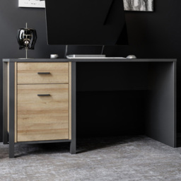Florence High Rock Single Door Desk Matt Black and Riviera Oak - Size: 56 x 120 x 72cm - Furniture to Go - Wilko
