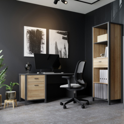 Florence High Rock Single Door Desk Matt Black and Riviera Oak - Size: 56 x 120 x 72cm - Furniture to Go - Wilko - thumbnail 7