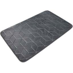 Grey Geo Polyester Bath Mat 80 x 50cm - Wilko - thumbnail 1