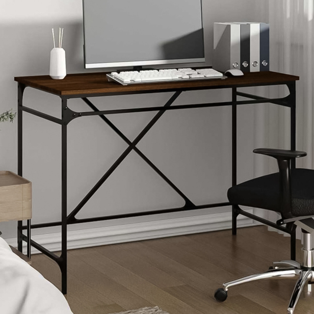 vidaXL 2 Door Modern Desk White - Size: 75 x 100 x 50cm - Brown - Wilko - image 1