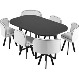 Comfy Living 6 Seater Dining Set Black and White - Wilko - thumbnail 3