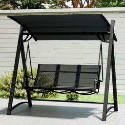 Outsunny 3 Seater Grey Garden Swing Chair with Adjustable Canopy - Wilko - thumbnail 1
