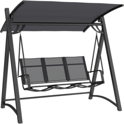 Outsunny 3 Seater Grey Garden Swing Chair with Adjustable Canopy - Wilko - thumbnail 3