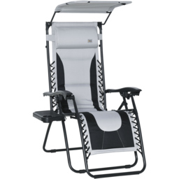 Outsunny Grey and Black Zero Gravity Folding Recliner Chair - Size: 1 Seater - Wilko - thumbnail 3