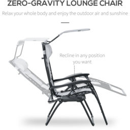 Outsunny Grey and Black Zero Gravity Folding Recliner Chair - Size: 1 Seater - Wilko - thumbnail 5