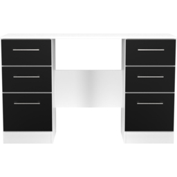 Crowndale Worcester 6 Drawer Matt Black and White Kneehole Desk Ready Assembled - Size: 80 x 125 x 39cm - Black Matt & White - Wilko - thumbnail 3