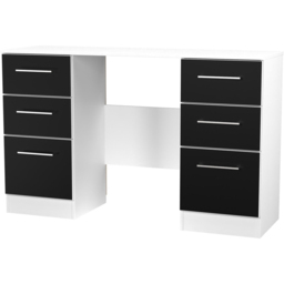 Crowndale Worcester 6 Drawer Matt Black and White Kneehole Desk Ready Assembled - Size: 80 x 125 x 39cm - Black Matt & White - Wilko - thumbnail 4