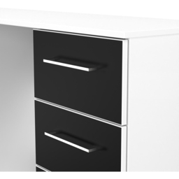 Crowndale Worcester 6 Drawer Matt Black and White Kneehole Desk Ready Assembled - Size: 80 x 125 x 39cm - Black Matt & White - Wilko - thumbnail 6