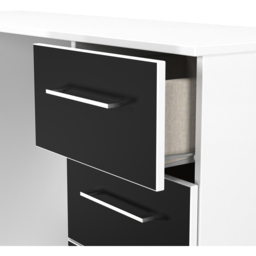 Crowndale Worcester 6 Drawer Matt Black and White Kneehole Desk Ready Assembled - Size: 80 x 125 x 39cm - Black Matt & White - Wilko - thumbnail 7