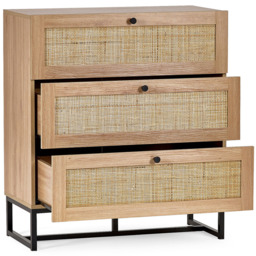 Julian Bowen Padstow 3 Drawer Oak Chest of Drawers - Brown - Wilko - thumbnail 4