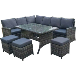 Furniture One 9 Seater Rattan Garden Corner Lounge Set - Grey - Wilko - thumbnail 3