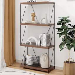 Costway 4 Shelf Brown Multipurpose Bookcase - Size: 134 x 36 x 16cm - Wilko - thumbnail 1