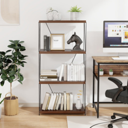 Costway 4 Shelf Brown Multipurpose Bookcase - Size: 134 x 36 x 16cm - Wilko - thumbnail 5