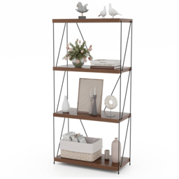 Costway 4 Shelf Brown Multipurpose Bookcase - Size: 134 x 36 x 16cm - Wilko - thumbnail 4