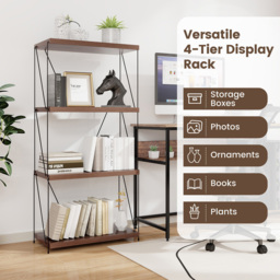 Costway 4 Shelf Brown Multipurpose Bookcase - Size: 134 x 36 x 16cm - Wilko - thumbnail 6