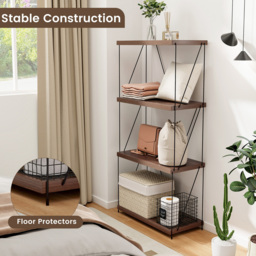 Costway 4 Shelf Brown Multipurpose Bookcase - Size: 134 x 36 x 16cm - Wilko - thumbnail 7
