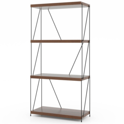 Costway 4 Shelf Brown Multipurpose Bookcase - Size: 134 x 36 x 16cm - Wilko - thumbnail 3