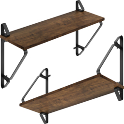 tectake Irvine Dark Wood Wall Shelf Set of 2 - Size: 33.5 x 20 x 60cm - Brown - Wilko - thumbnail 1