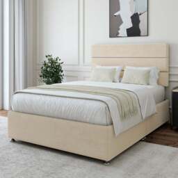 Bedmaster Single Cream Naples Velvet Divan Base with Milan Headboard - Wilko - thumbnail 1