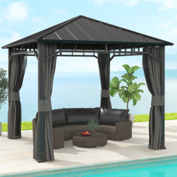 Outsunny 3 x 3m Black Galvanised Steel Hardtop Gazebo - Grey - Wilko - thumbnail 1