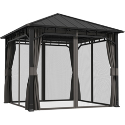 Outsunny 3 x 3m Black Galvanised Steel Hardtop Gazebo - Grey - Wilko - thumbnail 3
