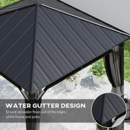 Outsunny 3 x 3m Black Galvanised Steel Hardtop Gazebo - Grey - Wilko - thumbnail 6