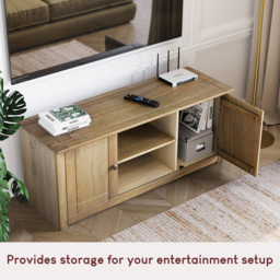 Vida Designs Panama 2 Door Pine TV Unit - Size: 40 x 120 x 50cm - Brown - Wilko - thumbnail 6