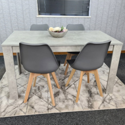 Portland Plastic Leather 4 Seater Dining Set Stone Grey and Grey - Wilko
