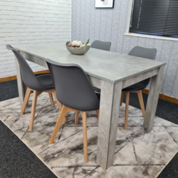 Portland Plastic Leather 4 Seater Dining Set Stone Grey and Grey - Wilko - thumbnail 6