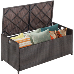Costway Patio Storage Bench with Cushion 128L - Size: 101.6 x 53.3 x 17.78cm - Brown - Wilko - thumbnail 4