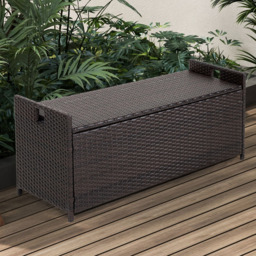 Costway Patio Storage Bench with Cushion 128L - Size: 101.6 x 53.3 x 17.78cm - Brown - Wilko - thumbnail 1
