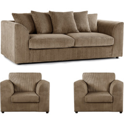 Luxor 5 Seater Coffee Jumbo Cord Scatter Back Sofa Suite - Cream - Wilko - thumbnail 3