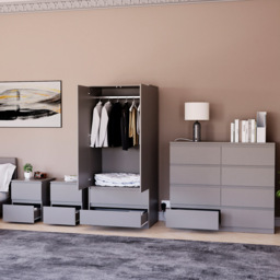 VIDA DESIGNS Denver Grey 4 Piece Bedroom Furniture Set - Wilko - thumbnail 5