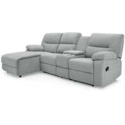 Home Detail Jacob 3 Seater Light Grey Left Hand Chaise Manual Recliner Sofa - Wilko - thumbnail 3