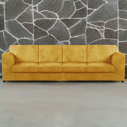 Luxor 4 Seater Mustard Jumbo Cord Full Back Sofa - Yellow - Wilko