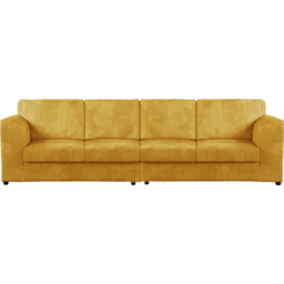 Luxor 4 Seater Mustard Jumbo Cord Full Back Sofa - Yellow - Wilko - thumbnail 3