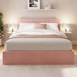 GFW King Size Blush Pink Velvet End Lift Ottoman Bed - Wilko - thumbnail 1