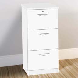 R White Cabinets 3 Drawer White Filing Cabinet - Size: 103.2 x 47.9 x 54cm - Wilko