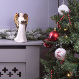 St Helens Large White and Gold Winged Angel Ceramic Tea Light Holder - Size: 9 x 11 x 20cm - Multi - Wilko - thumbnail 3