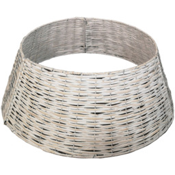 Samuel Alexander Washed White KD Rattan Large Christmas Tree Skirt - Size: 70cm - Wilko