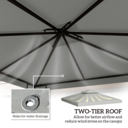 Outsunny 3 x 3m 2-Tier Light Grey Gazebo Canopy Replacement Cover - Wilko - thumbnail 5